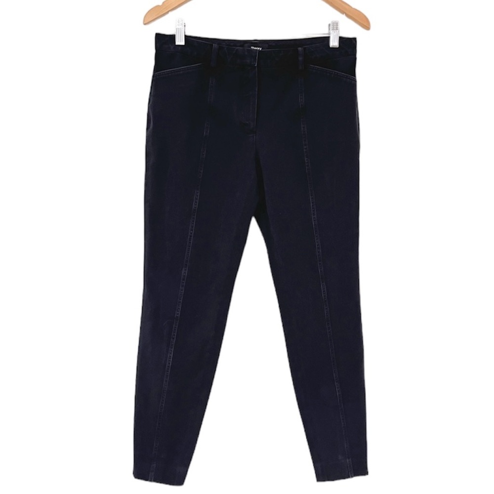 Theory Womens Seamed Trouser in Bi-Stretch Cotton Twill In Black Size 6